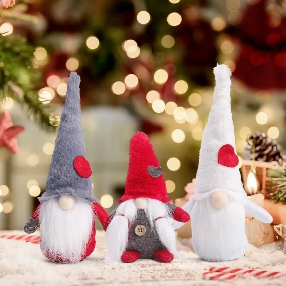 3 Christmas Gnomes Plush Dolls Christmas And Valentine’s Day Decoration NIB